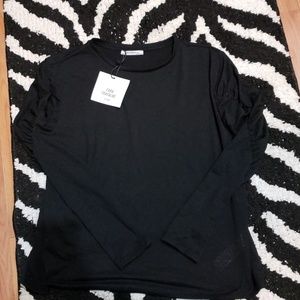 Nwts Womans ZARA Trafaluc ruched sleeves Top SZ S